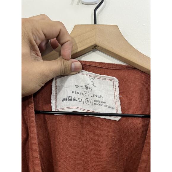 Not Perfect Linen Margaret Sleeveless Linen Jumpsuit Tie Wrap S European Luxury - Picture 4 of 15